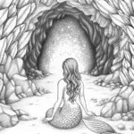 Mermaid gazing in a crystal cave