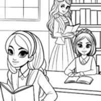 Rainbow High students in a library