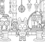Kuromi in a robot workshop