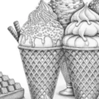 Ice cream cones painting in studio