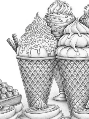 Ice cream cones painting in studio coloring pages
