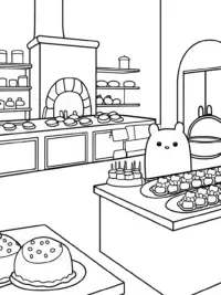 Squishmallows baking in a bakery
