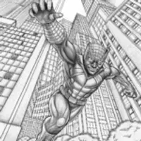 Black Panther leaping in the city