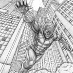 Black Panther leaping in the city