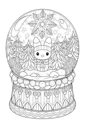 Kuromi in a magical snow globe coloring pages