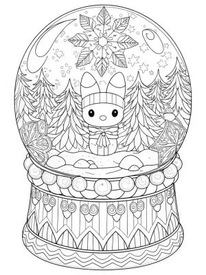 Kuromi in a magical snow globe coloring pages