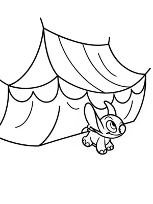 Stitch racing in a fabric market coloring pages
