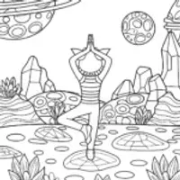 Sonic doing yoga on an alien planet