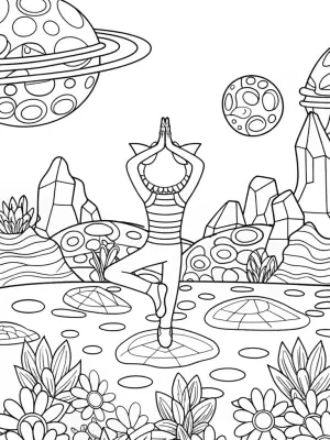 Sonic doing yoga on an alien planet coloring pages