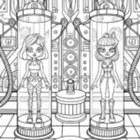 Bratz dolls in a futuristic lab