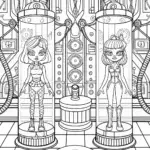 Bratz dolls in a futuristic lab