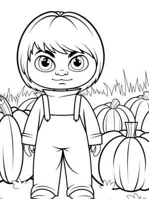 Creeper in the pumpkin patch coloring pages