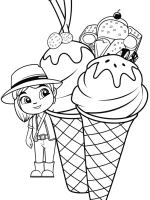 Ice cream cones on a treasure hunt coloring pages