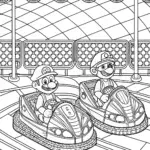 Mario and Luigi karting under lights