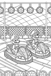 Mario and Luigi karting under lights