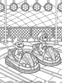 Mario and Luigi karting under lights