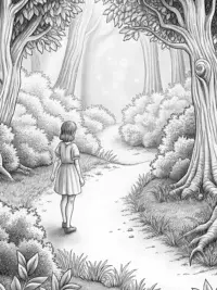 Mirabel hiking in the Whispering Woods