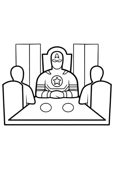A coloring page of Captain America at peace negotiations