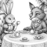 Bunny and fox tea party