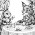Bunny and fox tea party