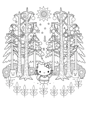 Hello Kitty’s enchanted forest adventure coloring pages