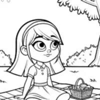 Gabby picnicking under the aurora