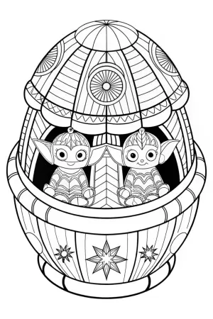Star creatures on a starship coloring pages