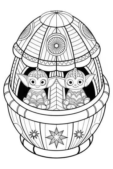 A coloring page of Star creatures on a starship