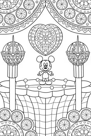 Mickey Mouse on a floating island coloring pages
