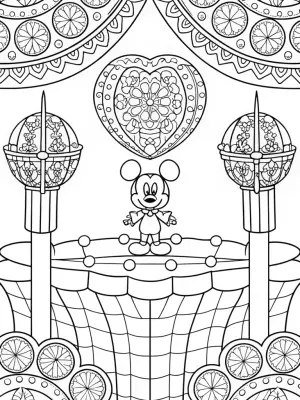 Mickey Mouse on a floating island coloring pages
