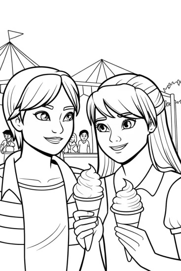 A coloring page of Ice cream festival fun