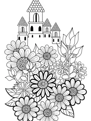 Flowers building a dream city coloring pages