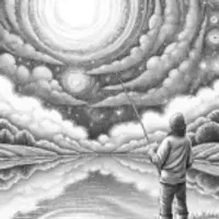 Fisherman on a cosmic lake