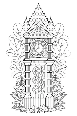 Huggy Wuggy’s magical clock tower coloring pages