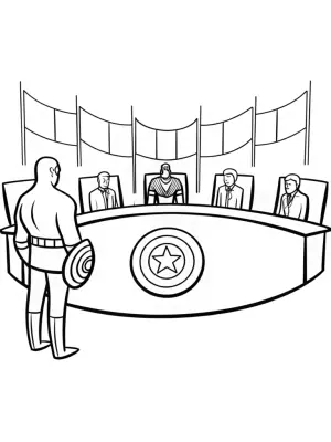 Captain America at a peace summit coloring pages