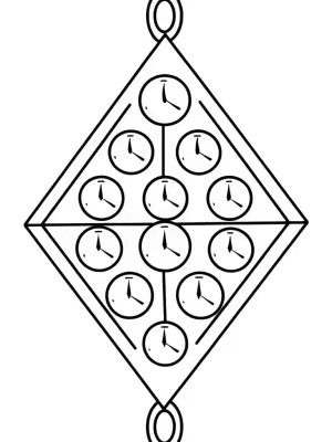 Alphabet clocks in a timepiece coloring pages