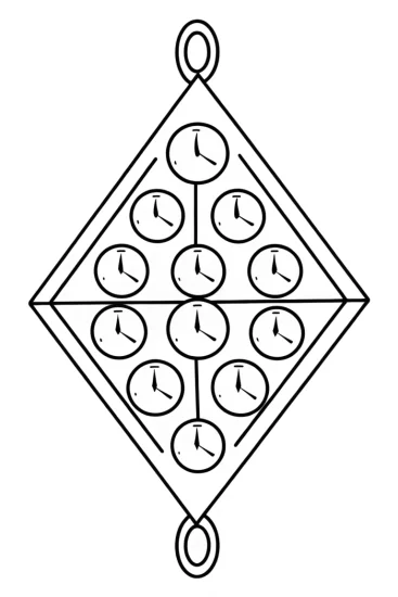 A coloring page of Alphabet clocks in a timepiece