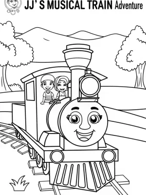 JJ’s musical train adventure coloring pages