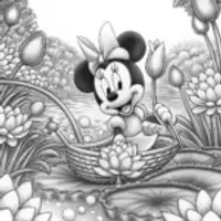 Minnie Mouse in a floating garden