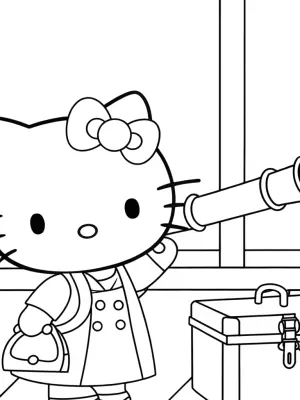 Hello Kitty opening a time capsule coloring pages