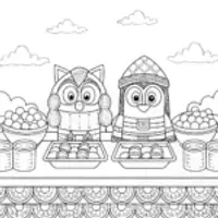 Bluey and Bingo baking in the sky