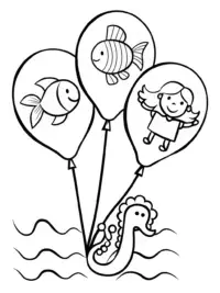 Children in sea creature balloons