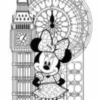 Minnie Mouse at the clock tower