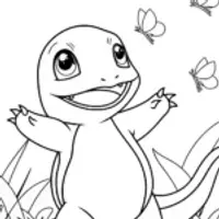 Charmander dancing with fireflies