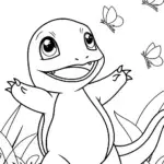 Charmander dancing with fireflies