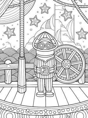Captain Barnacles starry night adventure coloring pages