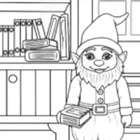 Gnome librarian organizing books