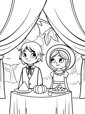 Thanksgiving under the enchanted canopy coloring pages