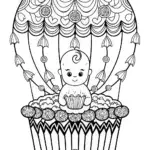 Baby in a cupcake hot air balloon