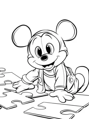 Mickey Mouse puzzle adventure coloring pages